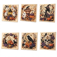 Kit de Peinture Diamant Vintage Halloween, Art Diamant 5D DIY pour Adultes, Artisanat Citrouille Gothique Mignon et Effrayant