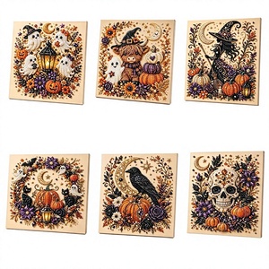 Kit de Peinture Diamant Vintage Halloween, Art Diamant 5D DIY pour Adultes, Artisanat Citrouille Gothique Mignon et Effrayant - Product Image 1