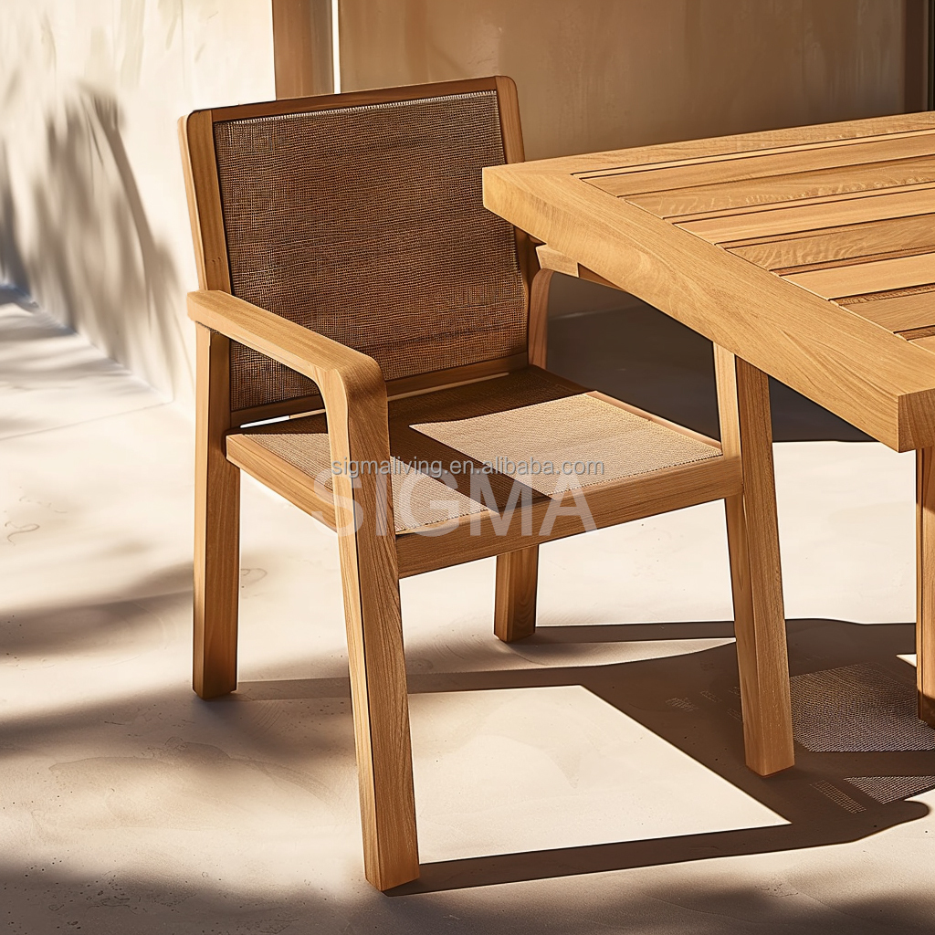 Luxury Solid Wood Patio Outdoor Teak Dining Chairs Garden Waterproof Teak Furniture Dining Chairs