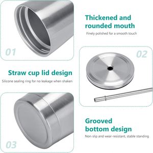 Vasos Térmicos de Acero Inoxidable Reutilizables de Alta Calidad con Acabado Pulido de 500ml/750ml, Tazas de Café con Tapa y Popote, Vaso Térmico al Vacío - Product Image 4