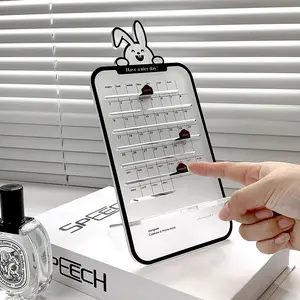 Cartoon Acrylic Perpetual Calendar With Mobile Phone Holder Cute Cartoon Sliding Buckle Desk Calendar Desktop Decoration