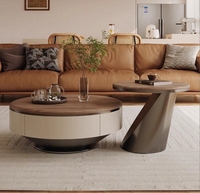 Table basse ronde STG moderne de style européen et américain, plateau en métal, acier inoxydable, 60 cm, couleur noyer, meubles de salon