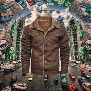 Veste polaire enduite pour hommes pour les vêtements d'hiver à la mode décontractés à simple boutonnage avec support technique brodé - Product Image 3