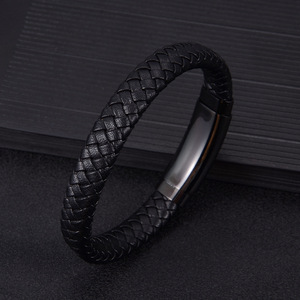 <b>Leather</b> <b>Bracelet</b> Cowhide Braided Unisex Jewelry Gift 7.5 8.5 9 Inches Yiwu Origin YM 0037 - Product Image 3