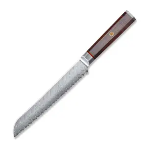 עבודת יד דמשק סכין סט 7Pcs, יפני שף סכיני סט-כהה עץ ידית