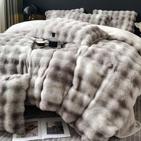Nouvel ensemble de literie en fausse fourrure double face ultra chaud pour l'hiver, drap et couverture super doux et moelleux, confortable et douillet