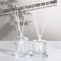 Bouteilles diffuseuses en verre rond à base épaisse, personnalisables en usine, de 50 ml à 300 ml, pot d'aromathérapie, logo et couleur personnalisables disponibles