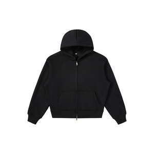 Unisex Vintage Winter Baggy Hooded Zipper Sweatshirt 540G Cotton French Terry Anti Pilling Solid Color Boxy Fit Short Length - Product Image 4