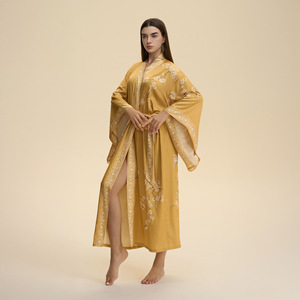 Set di 2 Pezzi Abaya Autunnale di Lusso per Donne Musulmane, Camicia <span class=keywords><strong>da</strong></span> <span class=keywords><strong>Notte</strong></span> Traspirante in Poliestere Non Tessuto con Scollo a V e Maniche Lunghe - Product Image 1