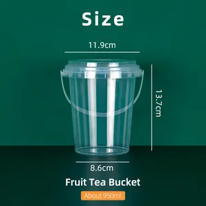 Ember sekali pakai cangkir 1000ml, ember teh buah portabel, ember teh susu tebal, cangkir teh susu ukuran besar