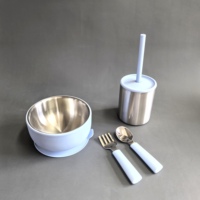 Vaisselle pour bébé SS304 sans BPA, compatible lave-vaisselle, non toxique, assiettes et bols en acier inoxydable pour tout-petits avec ventouse en silicone