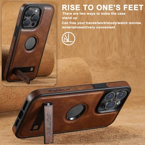 Productos más populares Funda de teléfono TPU PU Cuero Hueco Carga inalámbrica Contraportada a prueba de golpes para iPhone 16 15 14 Con soporte - Product Image 2
