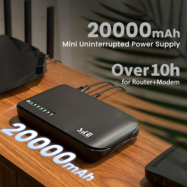 SKE Mini UPS POE-830P-LFP 5V 9V 12V 24V DC UPS 18W 20000mah Type-C Mini UPS for Wifi Router