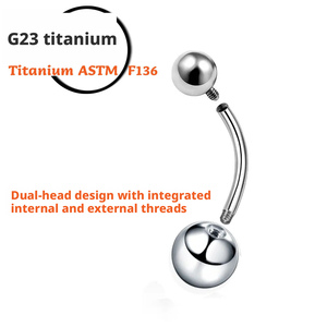 เครื่องประดับเจาะสะดือแบบเรียบ ชุบทอง ไทเทเนียมเกรดทางการแพทย์ ASTM F136 สำหรับผู้หญิง สไตล์มินิมอล - Product Image 2