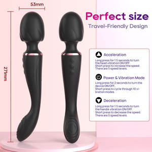 Vibrador de doble cabezal para estimulación de vulva y clítoris, con vibración de fascia para orgasmos intensos, modelo DW-AV424 de fábrica. - Product Image 4