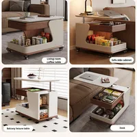 Mini table d'appoint rotative réglable pour salon ou chambre à coucher Table basse ou canapé mobile avec étagère de rangement Meubles de maison
