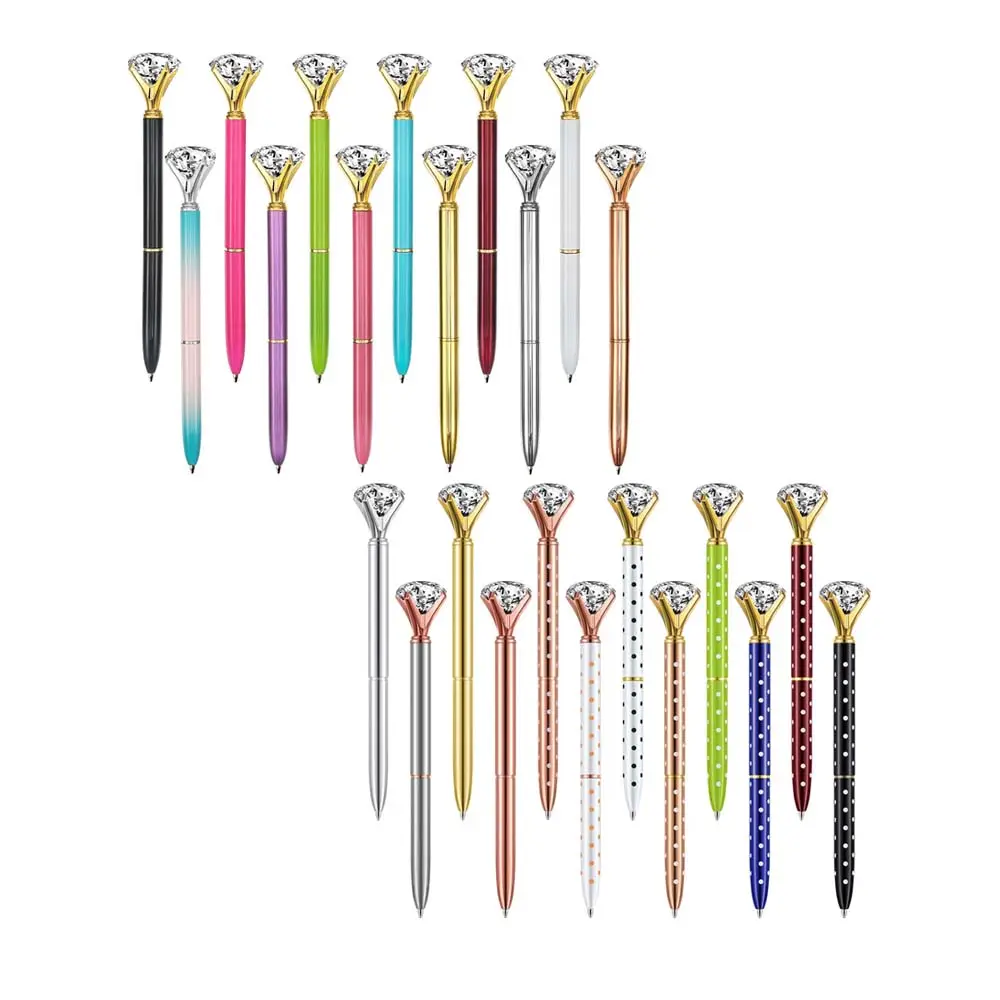 Best Selling Metal Diamond Rhinestone Crystals Pen With Custom Rose Gold Big Gemstone Stone On The Top And Ball Ballpoint Gift
