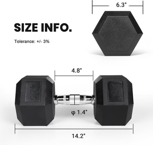 Haltères hexagonaux en acier inoxydable, fonte et caoutchouc, 2 kg-50 kg, ergonomiques, écologiques, équipement de fitness pour usage domestique - Product Image 2