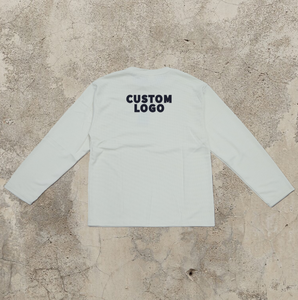 T-shirt ample et décontracté en coton thermique blanc imprimé sur mesure, style streetwear OEM, en maille gaufrée, à manches longues pour homme - Product Image 3