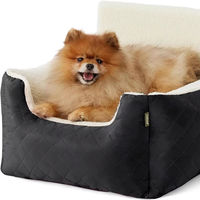 Siège de voiture imperméable pour animaux de compagnie, pour petits chiens et chats, lit surélevé en peluche chaud pour l'hiver avec laisse à clipser, housse amovible et lavable