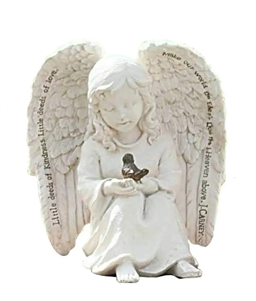 Polyresin/resina seduta angeli Poco Cherubino Angelo e Robin 6x6 pollici Resina Giardino di Pietra Statua Figurine