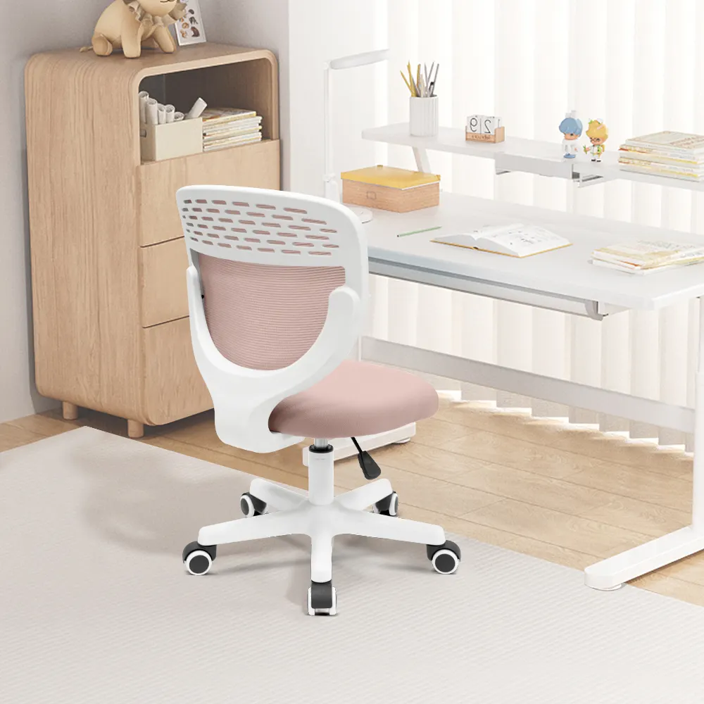 Cute Mesh Task Rolling Swivel Computer Chair Armless Office Chair with Wheels for Living Room Bedroom Workshop Kids' Room