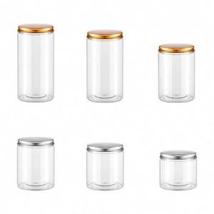 Pot de stockage en plastique PET transparent sans BPA de 300 ml/500 ml/1000 ml à large ouverture avec bouchon à vis en aluminium pour crème de soin de la peau et cosmétiques - Product Image 5
