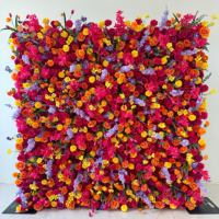 F 8x8 floral mur toile de fond luxe tissu orchidée artificielle soie rose fleur panneau 3d roll up fleur mur pour mariage événement décor