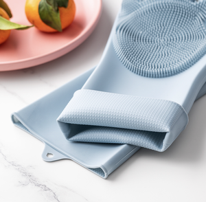 Gants en silicone <span class=keywords><strong>pour</strong></span> laver la vaisselle Gants en silicone résistants à la déchirure avec épurateur à usage domestique - Product Image 3