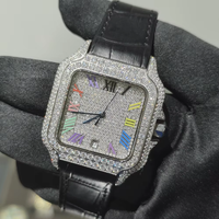 Часы Bust Down Hip Hop Iced Out Diamond с автоматическим механизмом, инкрустированные бриллиантами VVS Moissanite, прошедшие проверку на подлинность бриллиантов