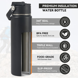 Botella de Agua Aislada Portátil de 24 oz, Doble Pared, Tapa con Pajita Abatible, Libre de BPA, Asa de Transporte, para Senderismo, Viajes y Uso al Aire Libre - Product Image 3