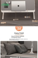 Bureau d'ordinateur portable pliable Wayon en MDF à hauteur réglable avec tiroir de rangement, fente pour tablette et porte-stylo pour le bureau à domicile