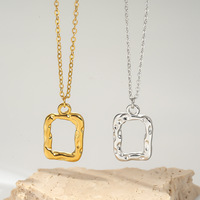 Collier en acier inoxydable plaqué or, résistant à l'eau, avec cadre martelé, sans ternissement, tendance TikTok, par Fanhua Jewelry