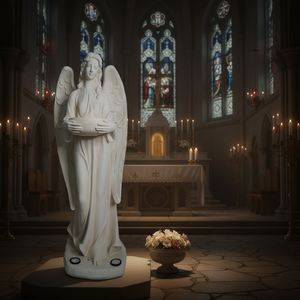 Statue d'ange à énergie solaire avec bol, sculpture en résine de marbre blanc sculptée à la main pour la décoration de la maison et du <span class=keywords><strong>jardin</strong></span> - Product Image 2