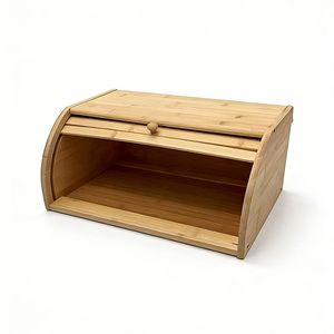 New Natural <strong>Bamboo</strong> Modern Rectangular Bread <strong>Box</strong> 3-6L Durable Large Capacity Roll-Top Ventilated Eco-Friendly Freshness <strong>Storage</strong> - Product Image 2