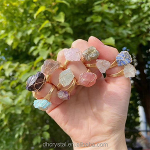 Anello con pietra naturale a forma di pesce, con cristallo curativo, regolabile, placcato <span class=keywords><strong>argento</strong></span>, in ottone alla moda, regalo unisex - Product Image 3