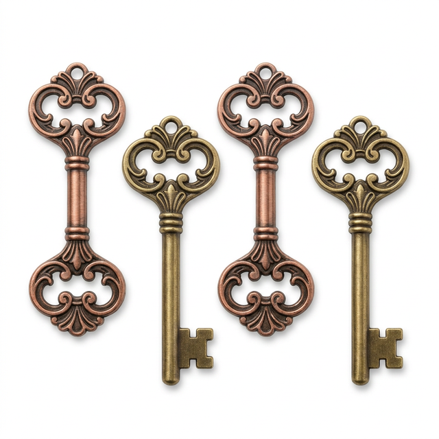 Customizable Antique Bronze Skeleton Key Vintage Victorian Style Decorative Metal Key for Wedding Favors Bespoke Gift