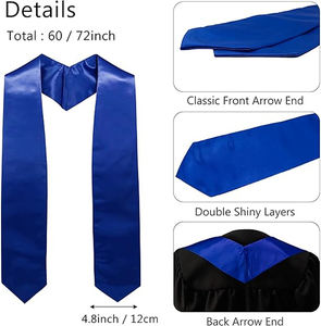 جودة عالية للكبار 60 "تخرج طويل ساتان سرق الفراغات عادي وشاح المدرسة للجميع - Product Image 2