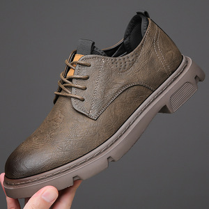 Chaussures bateau en cuir véritable noir pour hommes, décontractées, respirantes, à lacets, couleur unie, confortables, antidérapantes, pour le travail et l'extérieur - Product Image 2