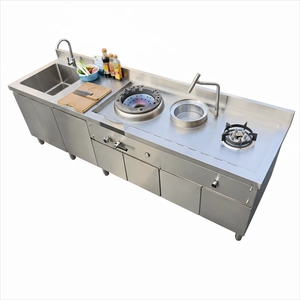 Tejinfei Integrated <b>Kitchen</b> Cabinet 304 Stainless Steel 1.2mm Thickness Multi-slot Design Household Stove <b>Storage</b> <b>Unit</b> - Product Image 1