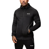 Grosir produsen bordir logo pakaian olahraga asam elastis dicuci Streetwear Jogging baju lari kasual