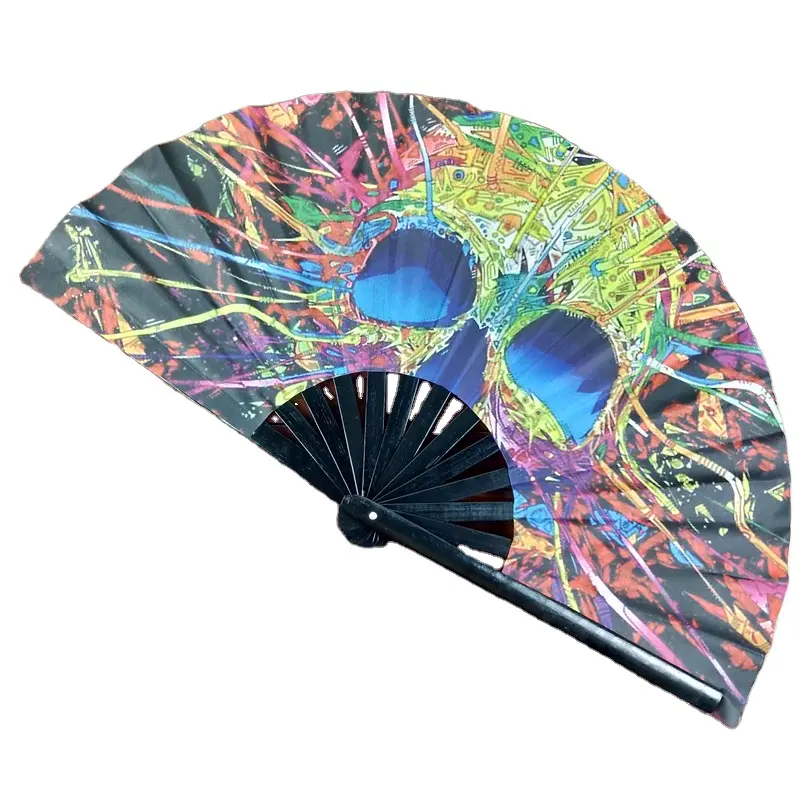 New Design Custom Colorful Painting Design Bamboo Kong Fu Fan For Events Hoiding Chinese Style Decoration
