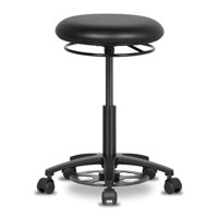 Chaise industrielle polyvalente Matériau PU Repose-pieds en acier Pivotant à 360 ° Tabouret d'atelier dentaire à roulettes