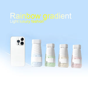 ร่มกันแดดขนาดเล็กน้ำหนักเบาพิเศษสำหรับผู้หญิงพับ60% แบนเรียบง่ายดีไซน์คลาสสิกไล่ระดับสีสะดวกควบคุมด้วยมือ - Product Image 2