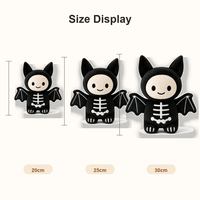 Peluche squelette d'Halloween personnalisée, poupée gothique douce en forme de chauve-souris avec oreilles et ailes, décoration de fête effrayante, faible MOQ, support OEM ODM