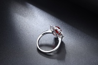 Bague en rubis cultivé en laboratoire, argent sterling 925, pierre précieuse rouge sang de pigeon, bijoux fins pour femmes