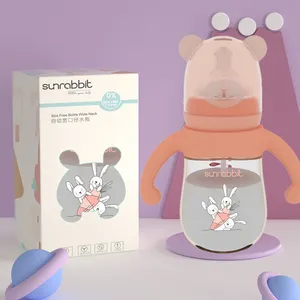 lindo tazas de bebé niño Suppliers-Newborn Tritan Temperature Sensing Bottle Bear Wide-caliber Three-purpose Anti-choke Bottle/Duckbill Cup/Study Drinking Straw