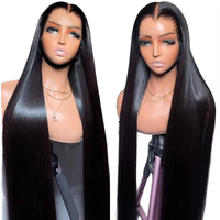 Parrucche Lunghe Senza Colla 13x6 Full Lace con Linea Capillare a C, in Capelli Umani Vergini Indiani con Cuticole Allineate, per Donne Nere