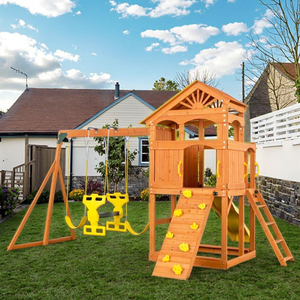 Aire <span class=keywords><strong>de</strong></span> jeux <span class=keywords><strong>en</strong></span> <span class=keywords><strong>bois</strong></span> écologique imperméable personnalisée pour enfants avec balançoire et toboggan <span class=keywords><strong>en</strong></span> <span class=keywords><strong>bois</strong></span> - Product Image 3