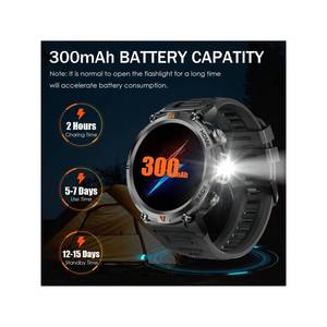 EIGIIS 1PC Reloj inteligente negro para hombres 1,45 \ "HD Pantalla grande Reloj inteligente resistente con linterna y 100 + Deportes Responder/Hacer llamadas - Product Image 4